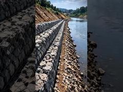 रियल‑वर्ल्ड गेबियन दीवार निर्माण | ट्रिपल-ट्विस्ट हेक्सागोनल गेबियन मेश प्रोजेक्ट